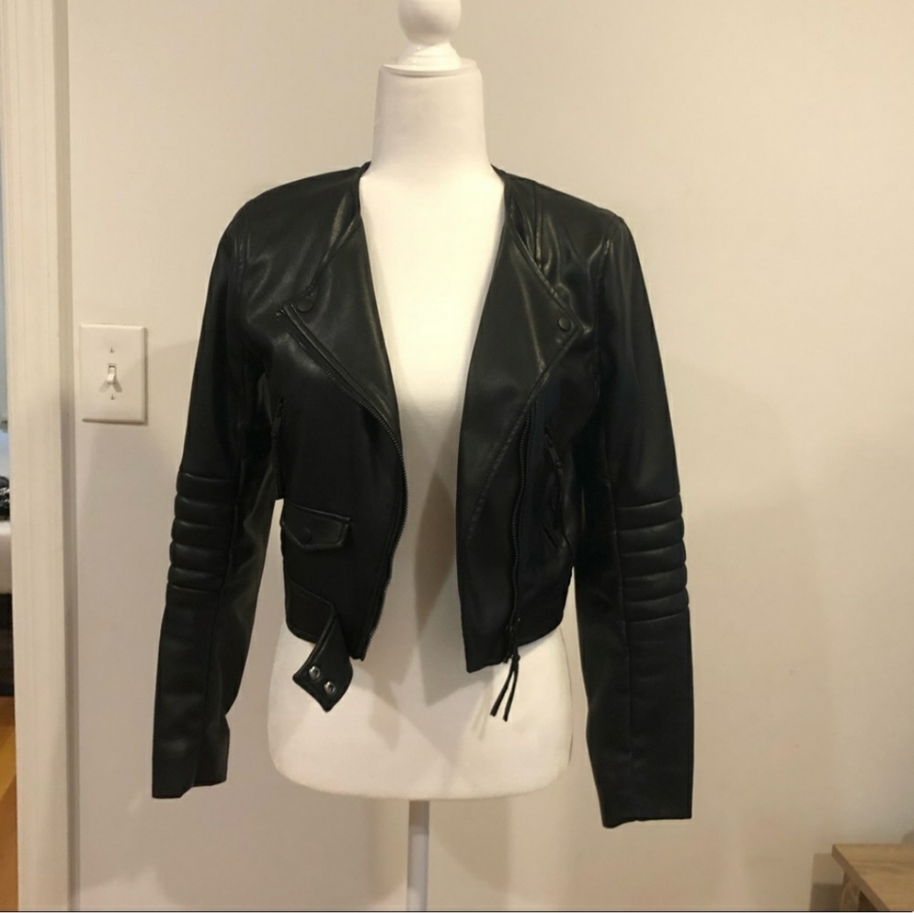 Faux black leather jacket